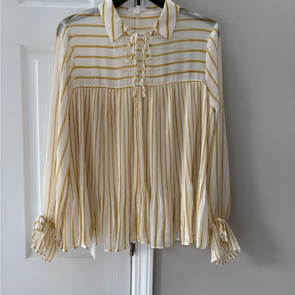 LC Lauren Conrad Yellow and White Striped Blouse